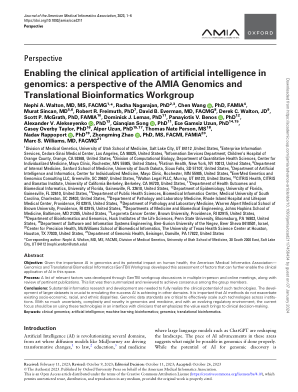 实现人工智能在基因组学中的临床应用：AMIA 基因组学和转化生物信息学工作组的观点
